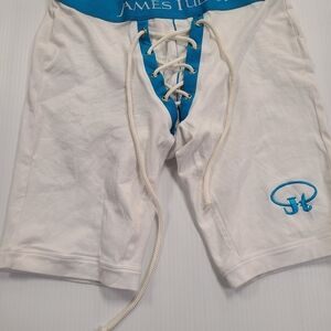 James Tudor White and Blue Lace-Up Boxers